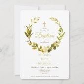 Groene Rustieke Bloemen Waterverf Doopfoto Kaart (Voorkant)