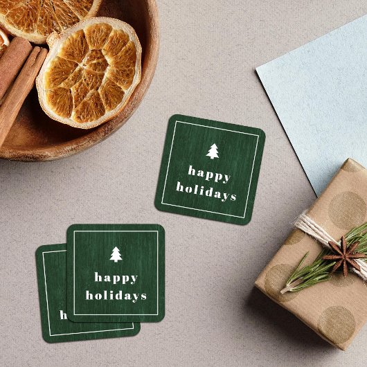 Groene Rustieke Houtnerf Kerst Sticker