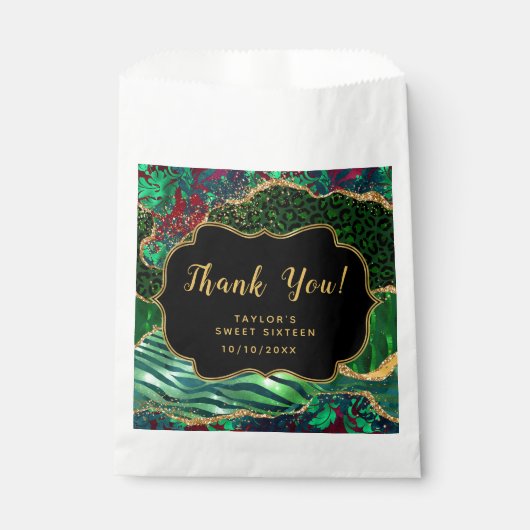 Groene Safari Agaat Zoet Zestien Dank u Bedankzakje (Voorkant)