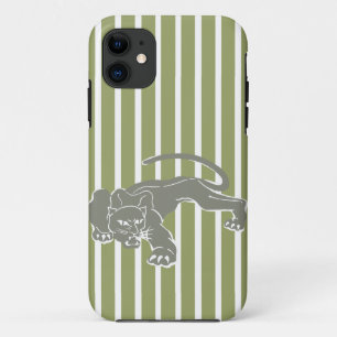 Groene Safari Stripe met Leopard iPhone 11 Hoesje