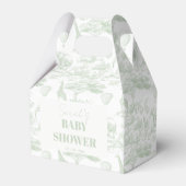 Groene Safari Toile D Jouy Oerwoud Theme Baby show Bedankdoosjes (Achterkant)