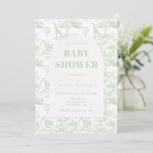 Groene Safari Toile De Jouy Jungle Thema Baby Show Kaart