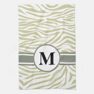 Groene Safari Zebra met monogram Theedoek