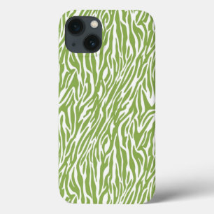 Groene Safari Zebra Print iPhone 13 Hoesje