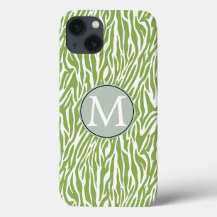Groene Safari Zebra Print iPhone 13 Hoesje