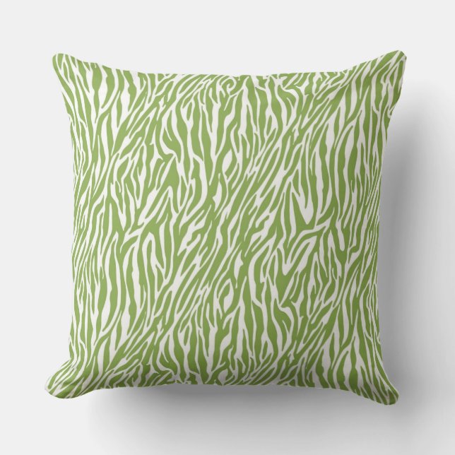 Groene Safari Zebra Print Kussen (Voorkant)