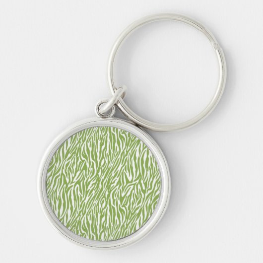 Groene Safari Zebra Print Sleutelhanger (Voorkant)