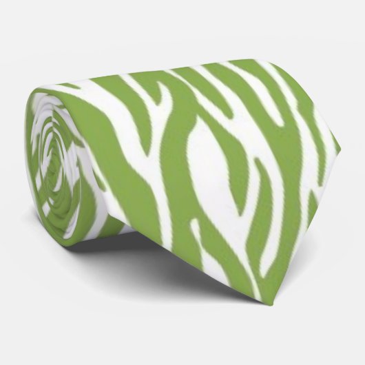 Groene Safari Zebra Print Stropdas (Opgerold)