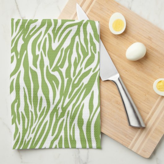 Groene Safari Zebra Print Theedoek (Quarter Fold)