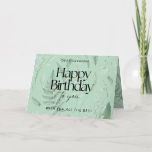 Groene Sage Lelie van de Vallei Custom Verjaardag Kaart
