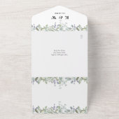 Groene Salie Lila Bloem QR Code Trouwen All In One Uitnodiging (Buitenkant)