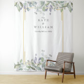 Groene Salie Lila Bruiloft Foto Booth Achtergrond Wandkleed (In situ)