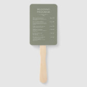 Groene Salie Minimalistische Elegante Trouwprogram Handwaaier (Achterkant)