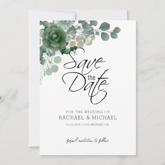 Groene "Save the Date"-uitnodiging template Kaart (Voorkant)