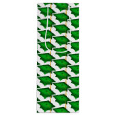 groene schaaldop met gouden tassel wijn cadeautas (Voorkant)