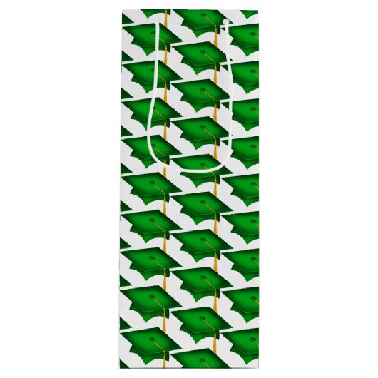 groene schaaldop met gouden tassel wijn cadeautas (Voorkant)