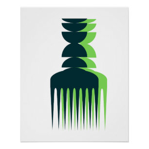 Groene schaduw Afro-kam poster Perfect Poster