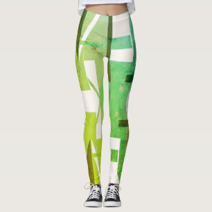 Groene schaduwen op gebroken witte MCM-gepatterde Leggings
