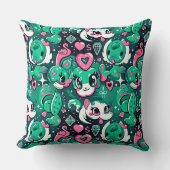 Groene schattige cartoon fancy tekens, draken, vla kussen (Voorkant)