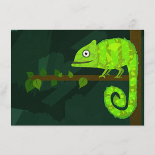 Groene schattige kameleon advieskaart