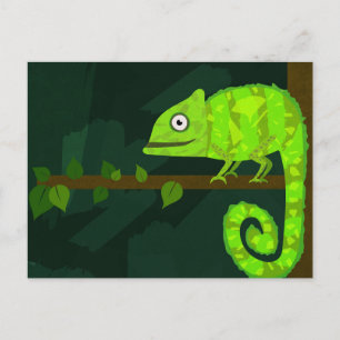 Groene schattige kameleon advieskaart