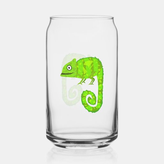 Groene schattige kameleon blikvorm glas (Voorkant)