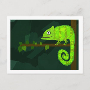 Groene schattige kameleon feestdagenkaart