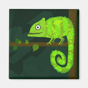 Groene schattige kameleon magneet