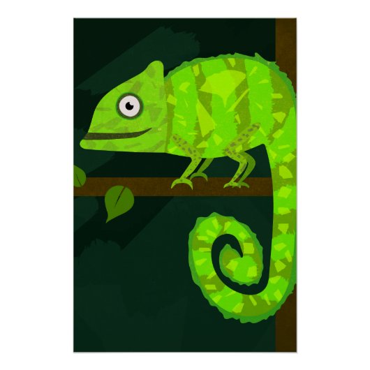 Groene schattige kameleon perfect poster (Voorkant)