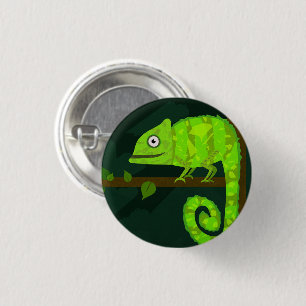 Groene schattige kameleon ronde button 3,2 cm