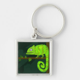 Groene schattige kameleon sleutelhanger