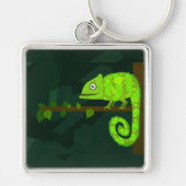 Groene schattige kameleon sleutelhanger (Voorkant)