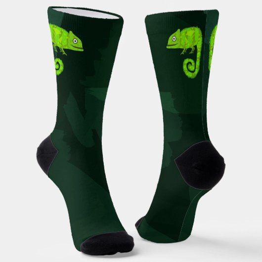 Groene schattige kameleon sokken (Gebogen)