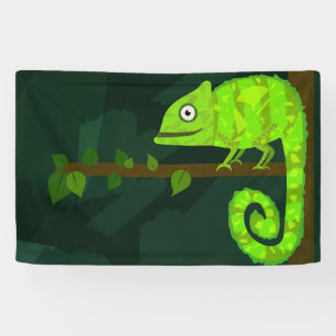 Groene schattige kameleon spandoek
