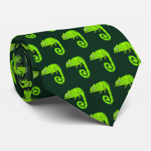Groene schattige kameleon stropdas