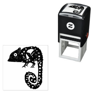 Groene schattige kameleon  zelfinktende stempel