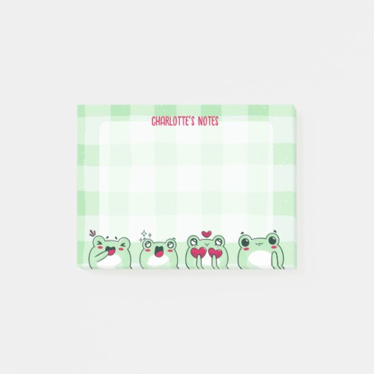 Groene Schattige Kinderen Personaliseerbare Manga  Post-it® Notes (Voorkant)