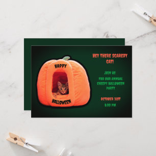 Groene Schattigee Kat Oranje Pompoen Kitten Hallow Kaart