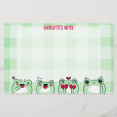 Groene Schattigee Kinder Manga Cartoon Kikker Briefpapier (Voorkant)