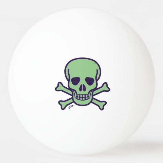 Groene schedel 1 ster ping pong bal pingpongballen (Voorkant)