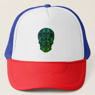 Groene schedel Art Trucker Hoed Pet