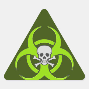 Groene Schedel Biohazard Driehoek Sticker