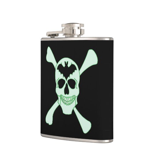 Groene schedel- en beenderkolf heupfles (Links)