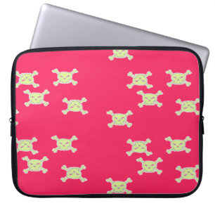 groene schedel en botten laptop sleeve