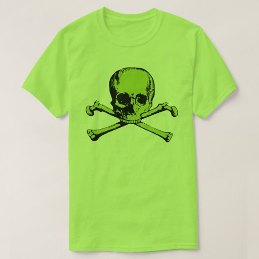Groene schedel en kruisbeenderen T-shirt (Design voorkant)