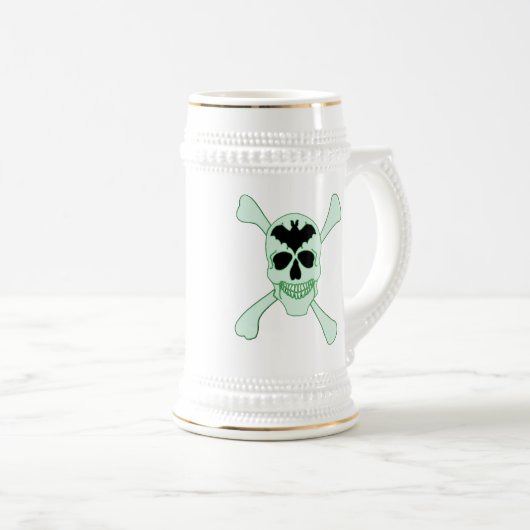 Groene schedel en kruisgraten bierpul (Voorkant rechts)