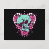 Groene Schedel & Roos Hart Briefkaart (Voorkant)