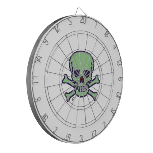 Groene schedel wit dartboard dartbord (Voorkant Links)