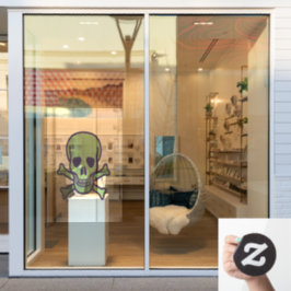 Groene schedel XL raam klampen voorste stick Raamsticker