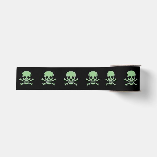 Groene schedel zwart lint spoel (Voorkant)